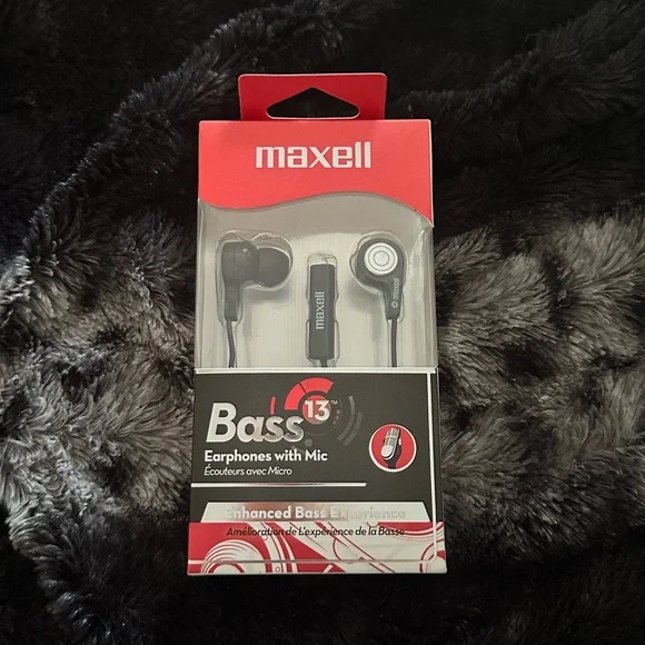 Maxell Bass 13 Earphones With Mic Black MAX199621 B-13 - Picture 4 of 5